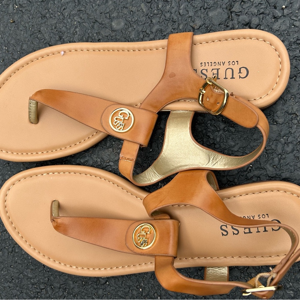 Guess Brown and Gold Women's Sandals